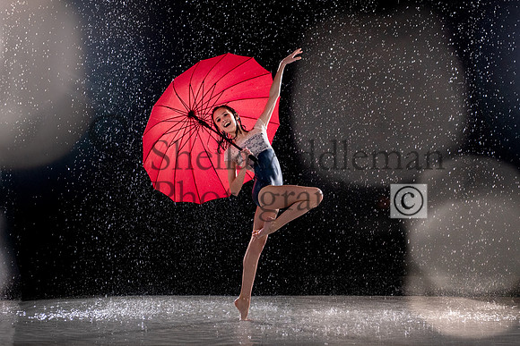 Dancer with umbrella with Raindrops